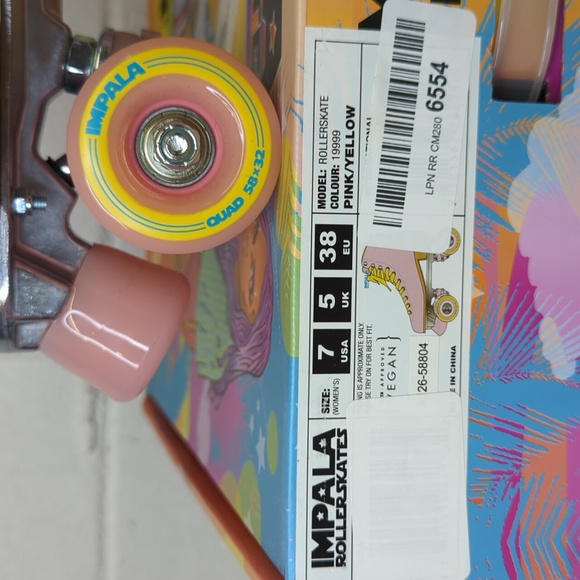 New w/box Impala rollerskates SZ 7 Womens pink yellow sidewalk groovy gift 70's - Picture 7 of 7